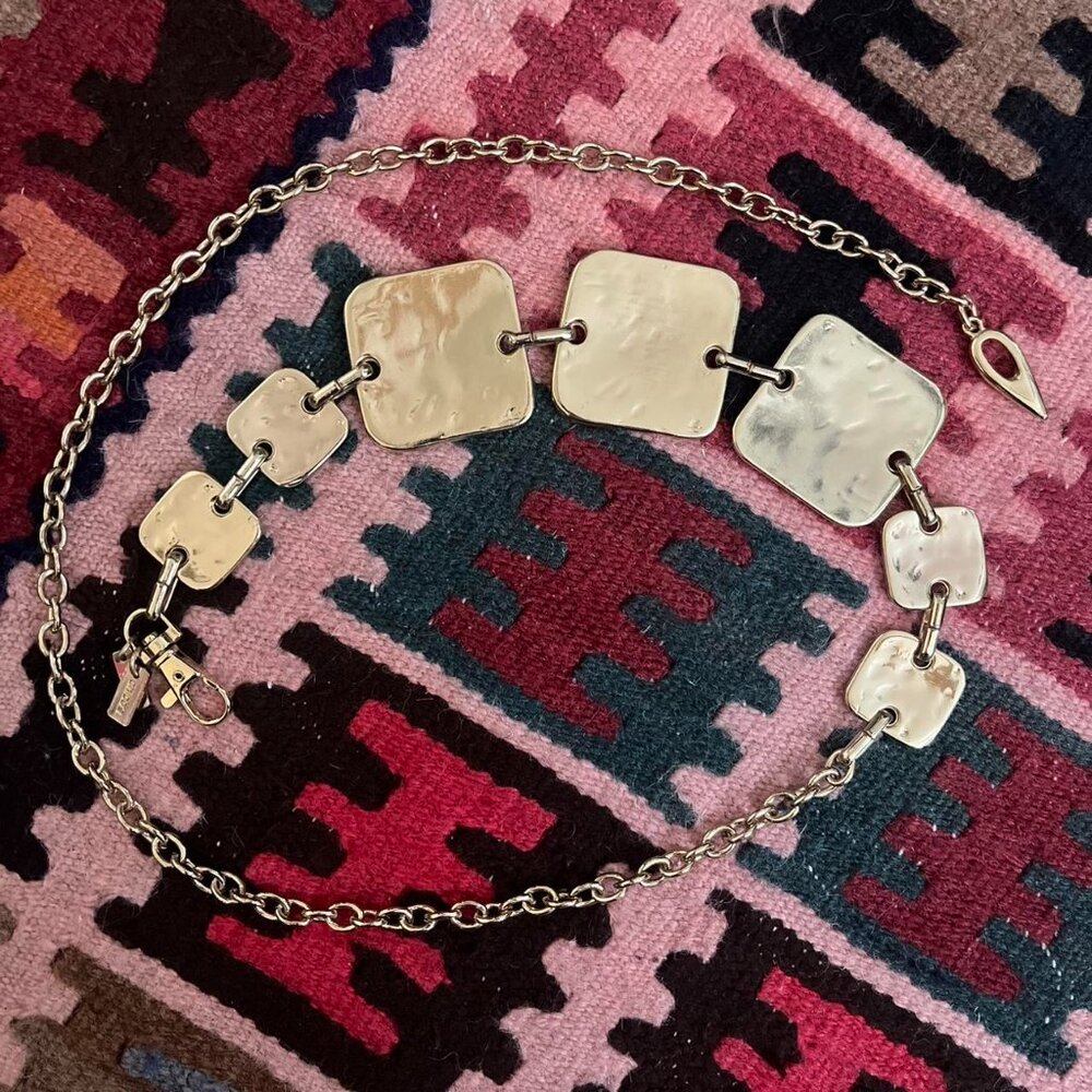 Y2k vintage hammered gold squares chain belt - Picture 5 of 6